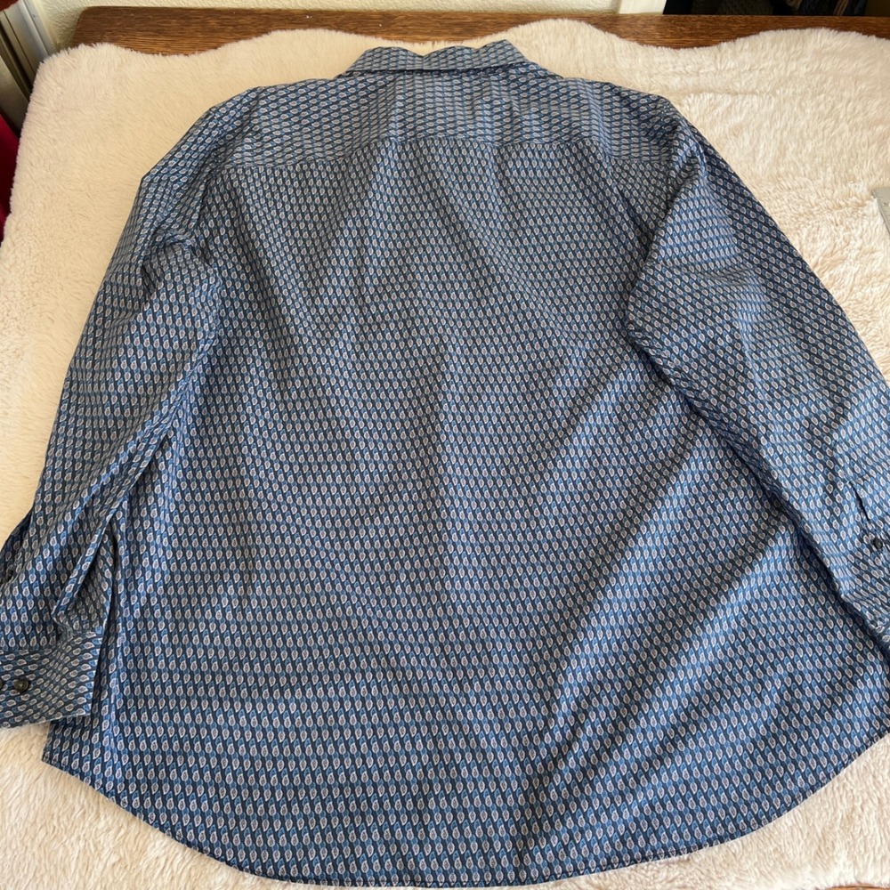 Indie Skater Grunge Paisley Oversized Shirt Button Up Long Sleeve‎ Dad Blue XXL - Picture 5 of 8